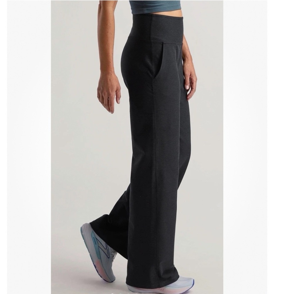 Beyond Yoga Spacedye Laid Back High Waisted Wide Leg Pants Small Dark Gray NEW